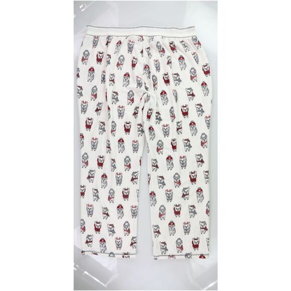 P.J. Salvage Womens French Bulldog Pajama Jogger Pants, White, NWT - Picture 2 of 2